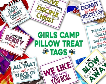 Girls Camp Pillow Treats, Pillow Treat Tags for Girls Camp, LDS Girls Camp, Young Women Pillow Treats, Pillow Treat Gift Tags, YW Girls Camp