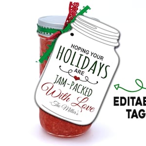 Holiday Gift Tag, Jam Packed with Love, Holiday Neighbor Gift, Christmas Neighbor Gift, Christmas Co-Worker Gift, Jam Gift Tag, Printable