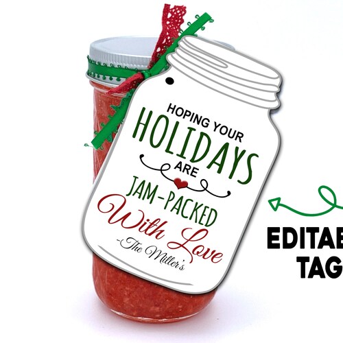 Holiday Gift Tag Jam Packed With Love Holiday Neighbor Gift - Etsy