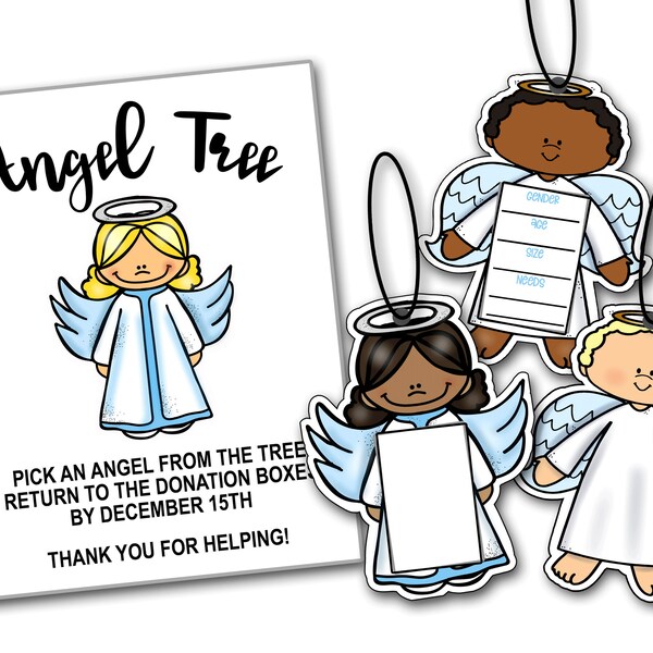 Angel Tree Kit, Angel Tree Sign, Angel Tree Sign Ups, Printable Angel Tree Angels, Printable Angel Tree Sign, Gift Donations Sign, Christmas