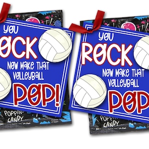 Voleibol Treat Tags, Voleibol Buena Suerte Favor Etiquetas, You Rock Make That Volleyball Pop, Volleyball Game Treat Tag, Treat Tag, Torneo
