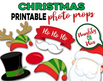 Christmas Photo Booth Props, Photo Props for Holiday Party, Printable Photo Props, Christmas Class Party Activities, Holiday Party Activity