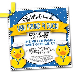 Duck Tags, Cruising Ducks, Rubber Duck Tag, Cruising Duck Game Tags, Editable Details, Printable, Cruise Printables, Instant Download