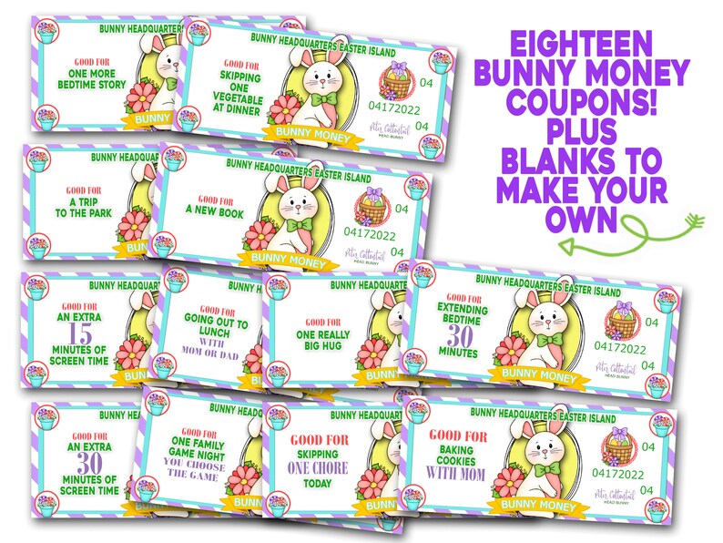 Easter Bunny Coupons Bunny Money Easter Bunny Reward Etsy