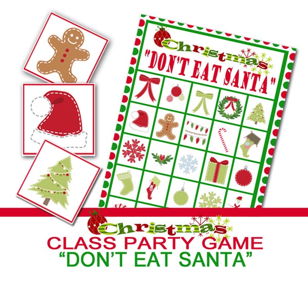 Christmas Party Game, Don't Eat Santa, Group Game, Class Christmas Party, Class Party Game, Christmas Preschool Game, Winter Class Game