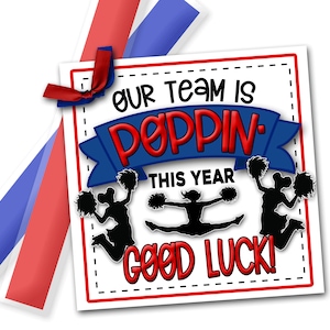 Cheerleading Good Luck Favor Tags, Our Team is Poppin, Cheer Good Luck Favor, Competition Favors, Treat Tags, Competition Good Luck Tags