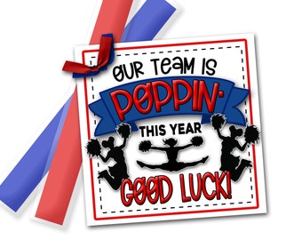 Cheerleading Good Luck Favor Tags, Our Team is Poppin, Cheer Good Luck Favor, Competition Favors, Treat Tags, Competition Good Luck Tags