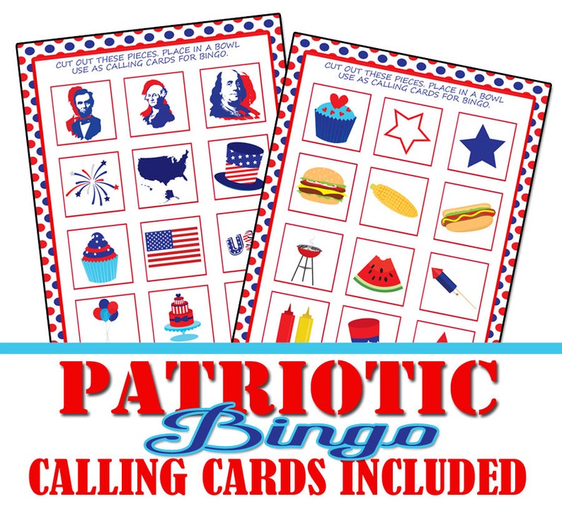 Patriotic Party Bingo Game, Fourth of July Party Game, Memorial Day ...