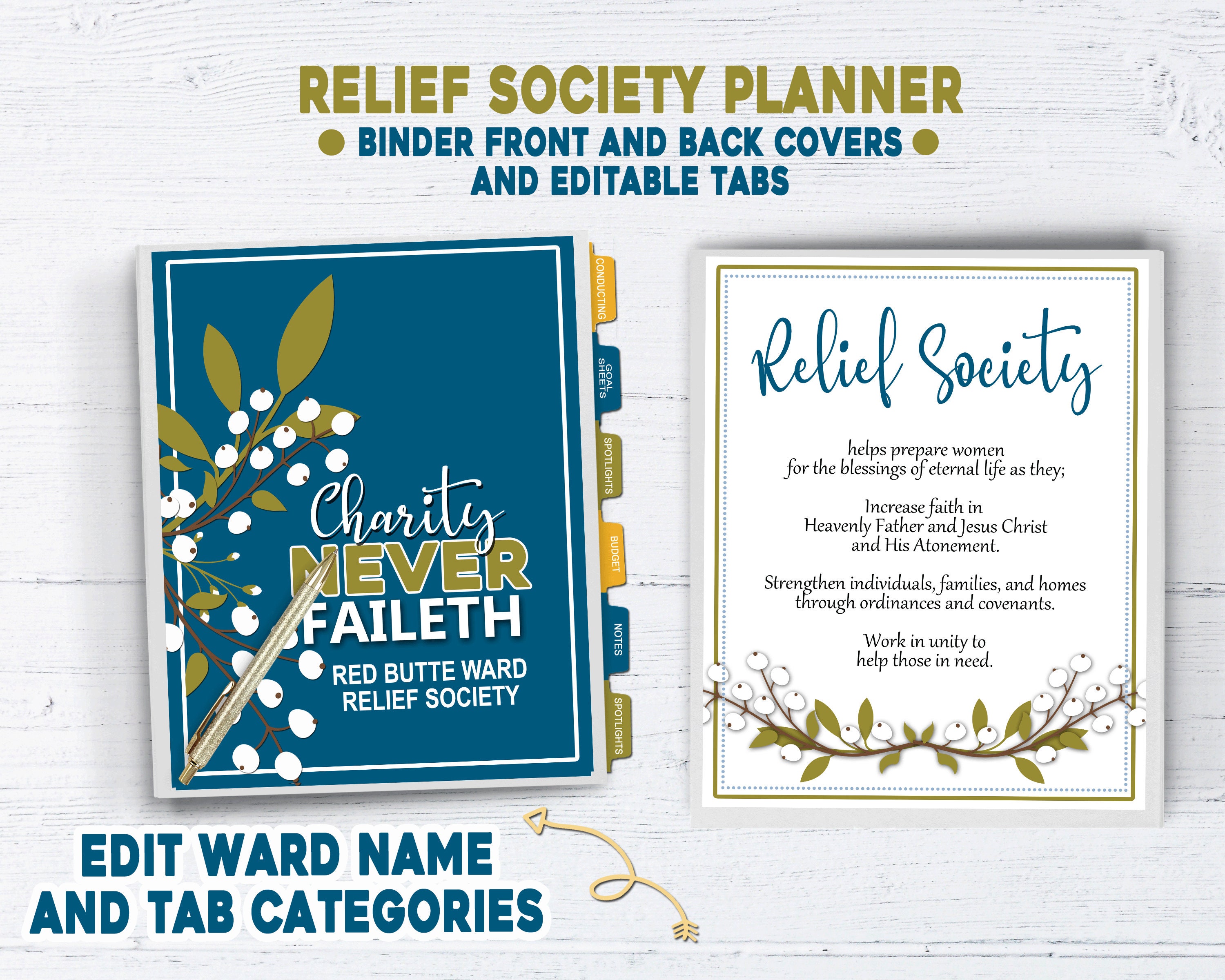 2024 Relief Society Planner, Relief Society Binder, LDS Relief Society  2024, Editable, Printable Instant Download, Calendar, Ministering - Etsy