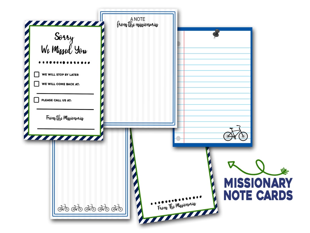 Missionary Note Cards, LDS Missionary Door Note Cards, Printable Missionary Note Cards, Sorry We Missed You, LDS Missionary Printables - Etsy