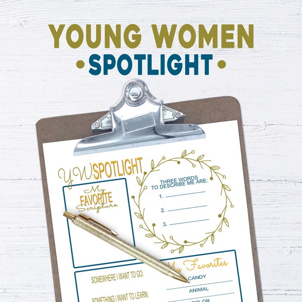 LDS jonge vrouwen Spotlight, afdrukbare Instant Download, LDS jonge vrouwen printables, LDS printables