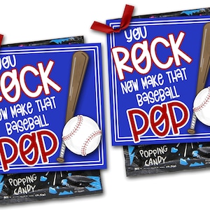 Baseball Treat Tags, Baseball Good Luck Favor Tags, You Rock Make That Baseball Pop, Baseball Spiel Treat Tag, Treat Tag, Baseball Turnier