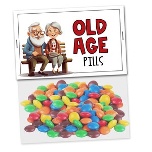 Gag Gift, White Elephant Gifts, Gag Gifts for Men, Prank Candy, Over the Hill, Gag Gifts for Christmas, Old Age Pills, Funny Birthday