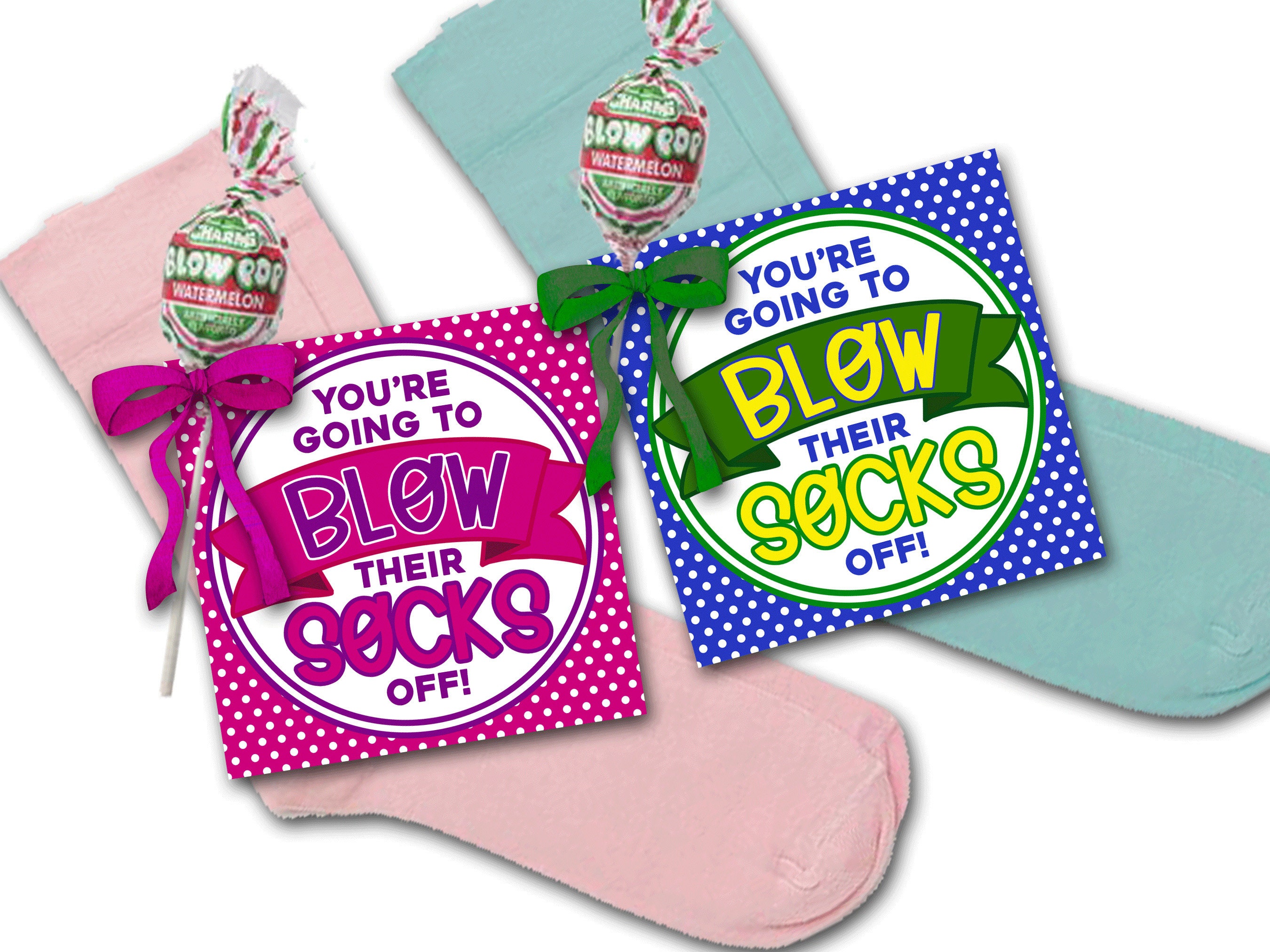 Cheerleading Good Luck Favor Tags Blow Their Socks off Tags - Etsy