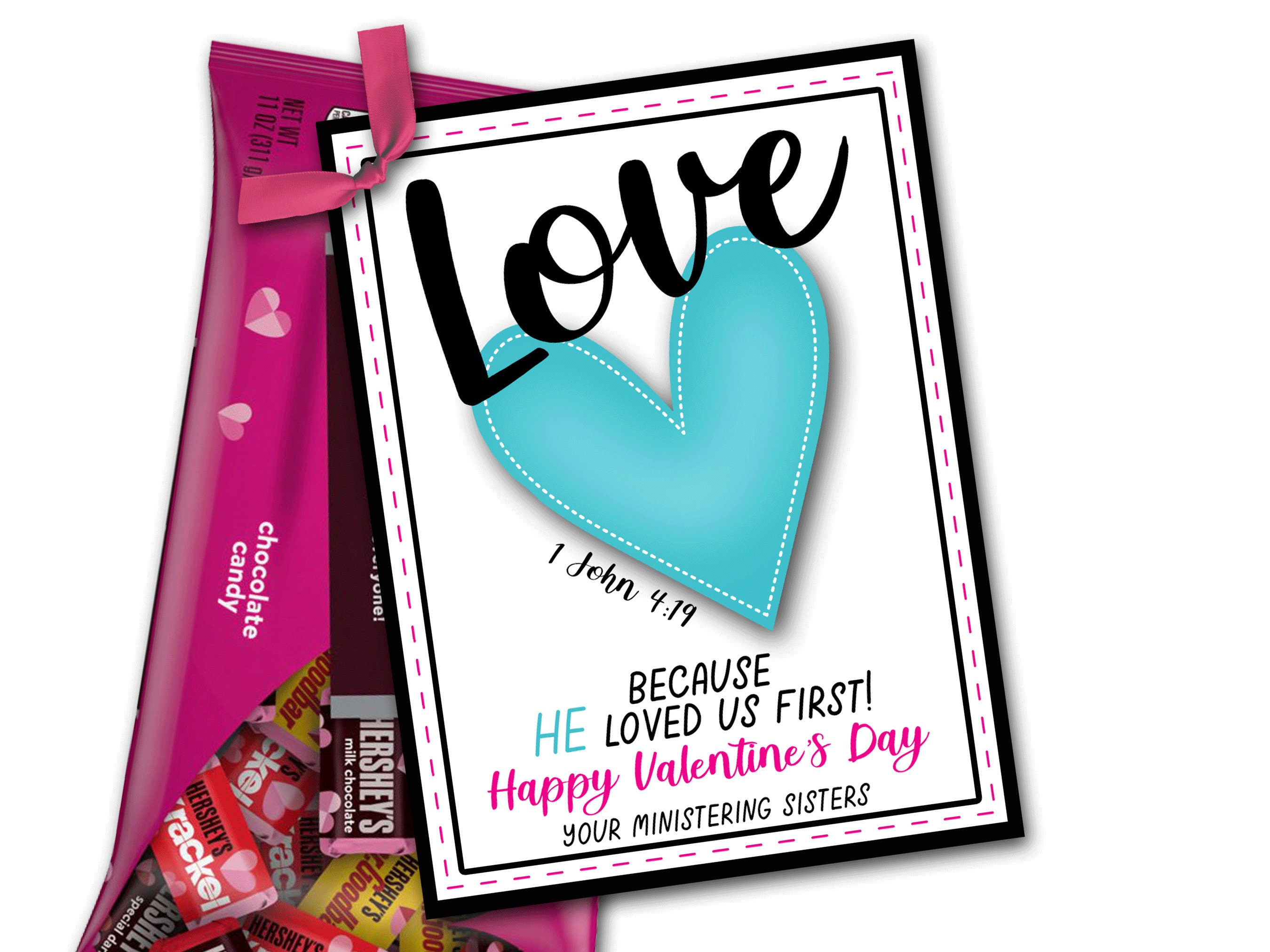 Valentines Ministering Gift, February Ministering Card, Ministering Handout, Ministering Idea, LDS Ministering Gift Idea, Printable Tag