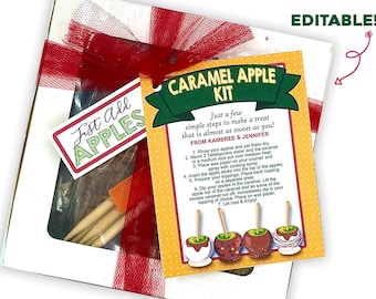 Caramel Apple Kit Printable Tags Caramel Apple Gift Tags - Etsy
