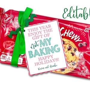 Easy Christmas Neighbor Gift, Christmas Gift Tag, Funny Neighbor Gift Tags, Not My Baking Gift Tag, Holiday Gift Tag, Holiday Co-Worker Gift