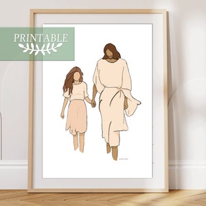 Jesus Christ Art, Christ Portrait, Religious Art, Gift for Young Women, Modern Christian Art, Gift for YW, Brown Hair, Printable, LDS Art