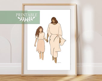 Jesus Christ Art, Christ Portrait, Religious Art, Gift for Young Women, Modern Christian Art, Gift for YW, Brown Hair, Printable, LDS Art