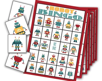 Robot Party Bingospel, Robot Party, Robot Party Game, Robot Bingo, Robot Preschool Game, Robot verjaardagsfeestje, Robot Bingo, Robot afdrukbaar