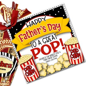 Father&#39;s Day Gift Tags, Father&#39;s Day Popcorn, To a Great Pop, Popcorn Father&#39;s Day Gift, Ward Father&#39;s Day Gift, LDS Father&#39;s Day, Church