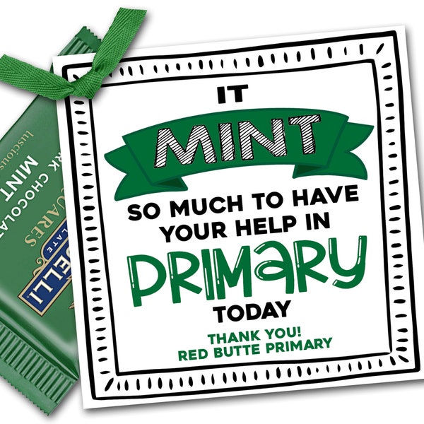 Primary Substitute Thank You, It Mint So Much, Primary Substitute Gift Tags, Thank You for Primary Substitute, LDS Primary Presidency Print