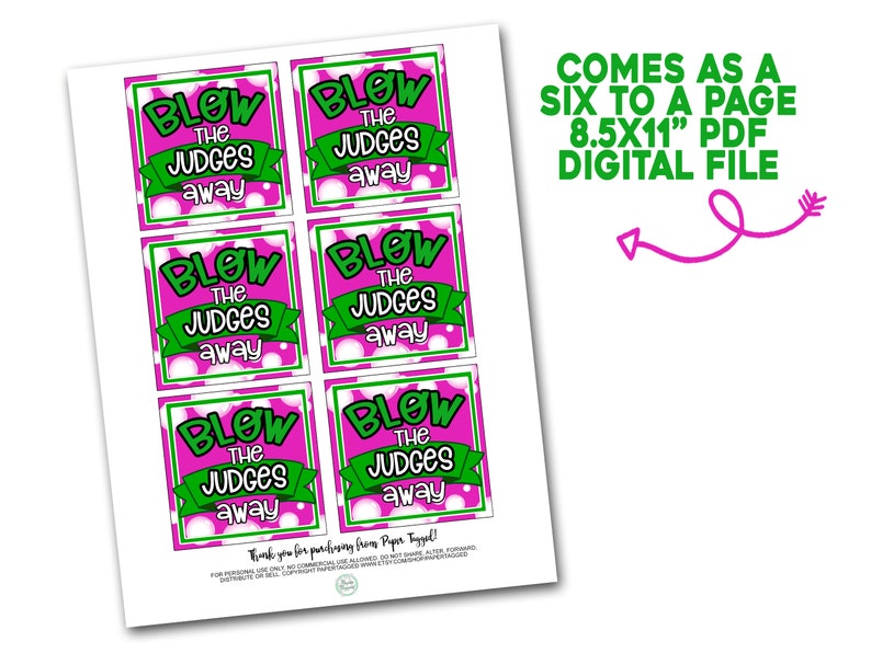 Dance Competition Good Luck Favor Tags Blow the Judges Away - Etsy