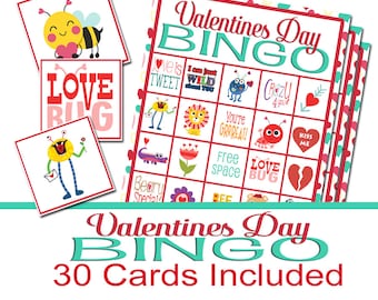 Valentines Class Game, Valentines Bingo, Valentines Party Game, Easy Valentines Game, Class Party Game, Instant Download, Bingo Class Pack