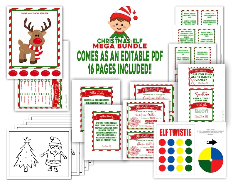 Elf Idea, Easy Elf Ideas, Printable Elf Ideas, Quick Elf Ideas, Family Tradition, Christmas Elf Idea, Last Minute Elf Printable, Mega Bundle image 2
