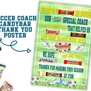 Soccer Coach Candy Gram Poster, Coaches Thank You Gift, Coach Gift, Soccer Coach Gift, End of Season Gift, Coaches Gift, Soccer Team Gift