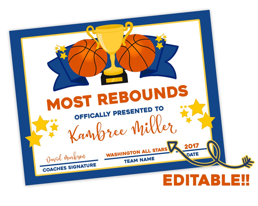 Basketball Team Awards Editable PDF File Basketball Etsy