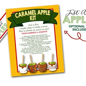 Caramel Apple Kit Printable Tags, Caramel Apple Gift Tags, Caramel ...
