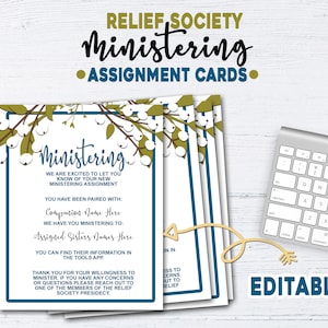 Tarjetas de Asignación de Ministración de la Sociedad de Socorro, Folletos de la Sociedad de Socorro, Ministración SUD, Sociedad de Socorro SUD, Imprimibles y Editables
