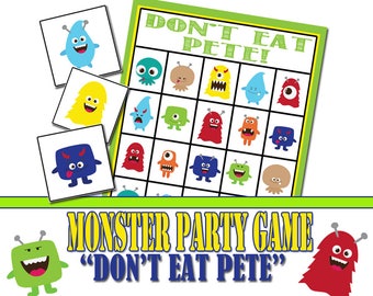 Monster Birthday Party Game, Don't Eat Pete, Group Game, Monster Birthday, Monster Party Game, Preschool Game, Monster Printable Game