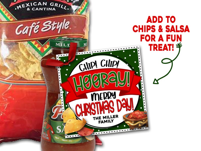 Salsa Tag Chips and Salsa Christmas Neighbor Gift, Christmas Gift Tag, Chip Chip ...