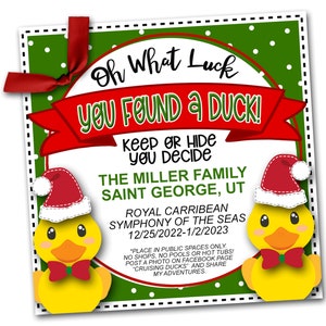Christmas Duck Tags, Christmas Cruising Ducks, Rubber Duck Tag, Cruising Duck Game Tags, Editable Details, Printable, Cruise Printables