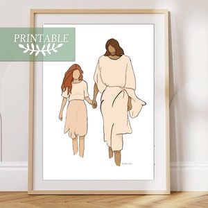 Jesus Christ Art, Christ Portrait, Religious Art, Gift for Young Women, Modern Christian Art, Gift for YW, Red Hair Girl, Printable, LDS Art