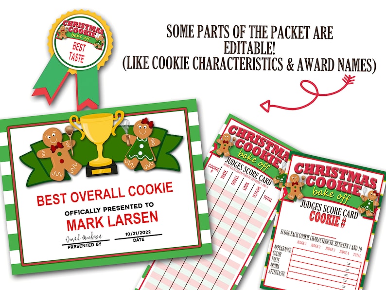 Christmas Cookie Bake off Competition Forms Cookie Etsy