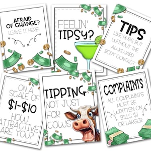 Funny Tip Signs, Printable Tipping Signs, Tipping Signs, Tip Jar Signs, Funny Tip Jar Signs, Funny Tip Signs, Printable Sign for Tips, Humor