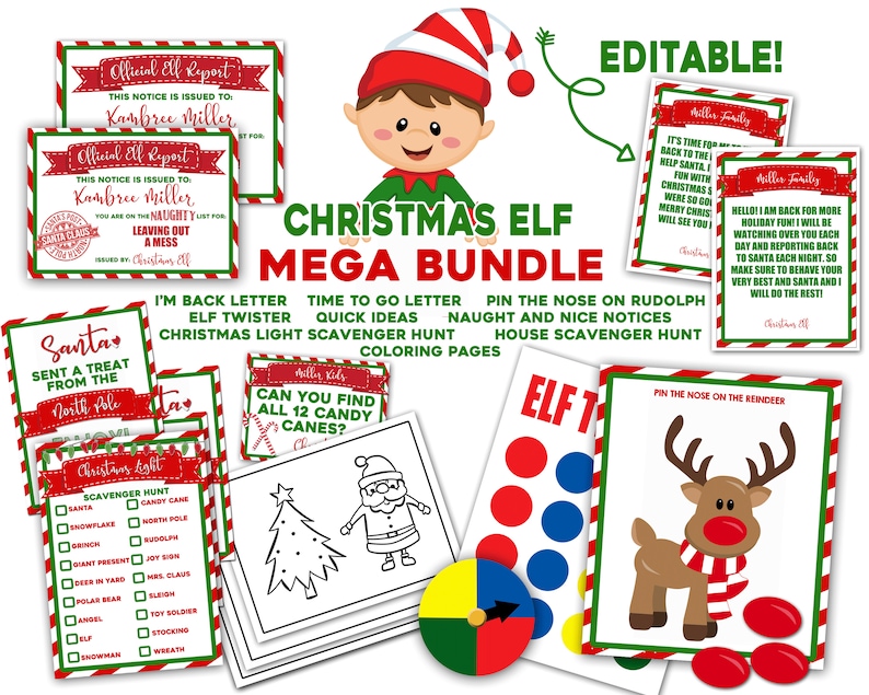 Elf Idea, Easy Elf Ideas, Printable Elf Ideas, Quick Elf Ideas, Family Tradition, Christmas Elf Idea, Last Minute Elf Printable, Mega Bundle image 1