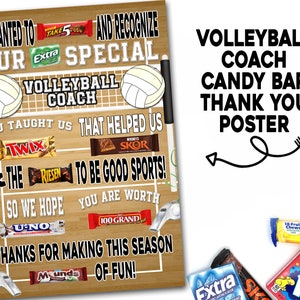 Volleyball Coach Candy Gram Poster, Coaches Thank You Gift, Coach Gift, Volleyball Coach Gift, Candy Bar Poster, Coaches Gift, Banquet Ideas