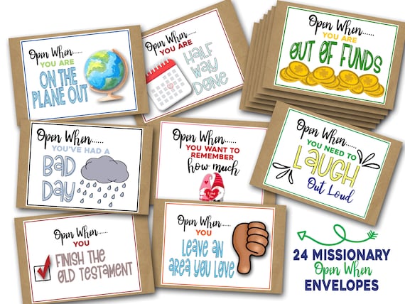 Open When Envelopes for LDS Missionaries, Latter Day Saint Missionary Open When Envelopes, Long distance Relationship, Open When Cards