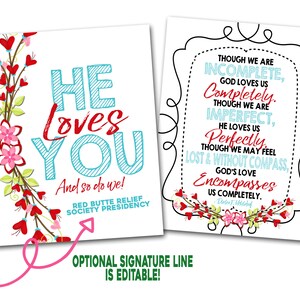 Valentines Ministering Gift, February Ministering Card, Ministering Handout, Ministering Idea, LDS Ministering Gift Idea, Printable Tag image 2