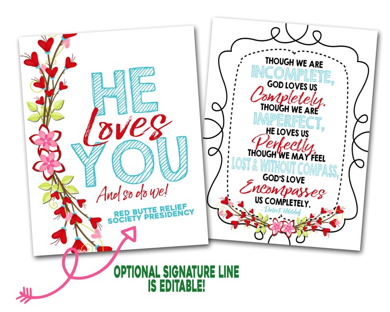Valentines Ministering Gift, February Ministering Card, Ministering Handout, Ministering Idea, LDS Ministering Gift Idea, Printable Tag image 2
