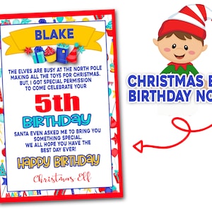 Elf Birthday Note, Christmas Elf Birthday Visit, Editable Elf Birthday Note, Printable, Christmas Elf Birthday Card, Elf Birthday Visit Card