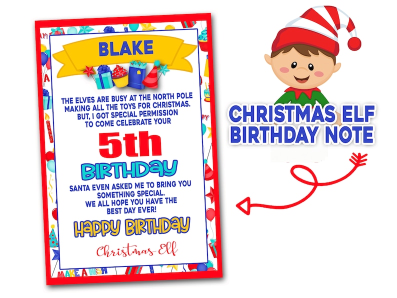 Elf Birthday Note Christmas Elf Birthday Visit Editable Elf - Etsy