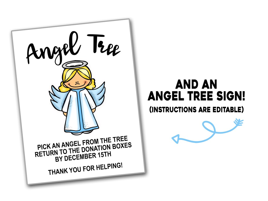 Angel Tree Kit Angel Tree Sign Angel Tree Sign Ups Etsy