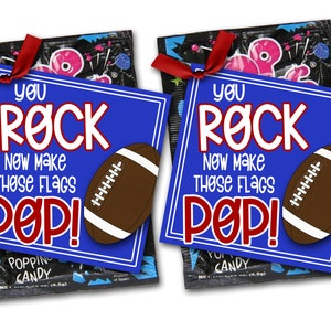 Fußball Leckerli Anhänger, Fahne Fußball Good Luck Favor Tags, You Rock Make Those Flags Pop, Fußball Spiel Treat Tag, Fußball Turnier