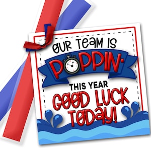Swim Team Treat Tags, Swim Team Good Luck Favor Tags, Our Team is Poppin, Swim Meet Treat Tag, Swim Favor, Swim Meet Printable, Print Tag