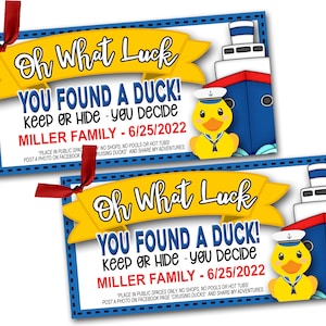 Duck Tags, Cruising Ducks, Rubber Duck Tag, Cruising Duck Game Tags, Editable Details, Printable, Cruise Printables, Instant Download